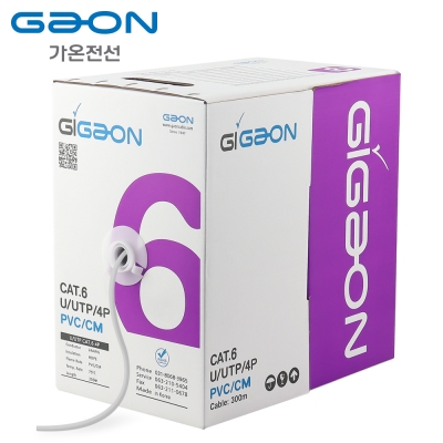 가온전선 CAT.6 UTP 케이블 300m (단선/그레이) GAON CAT.6 300M (Gray)